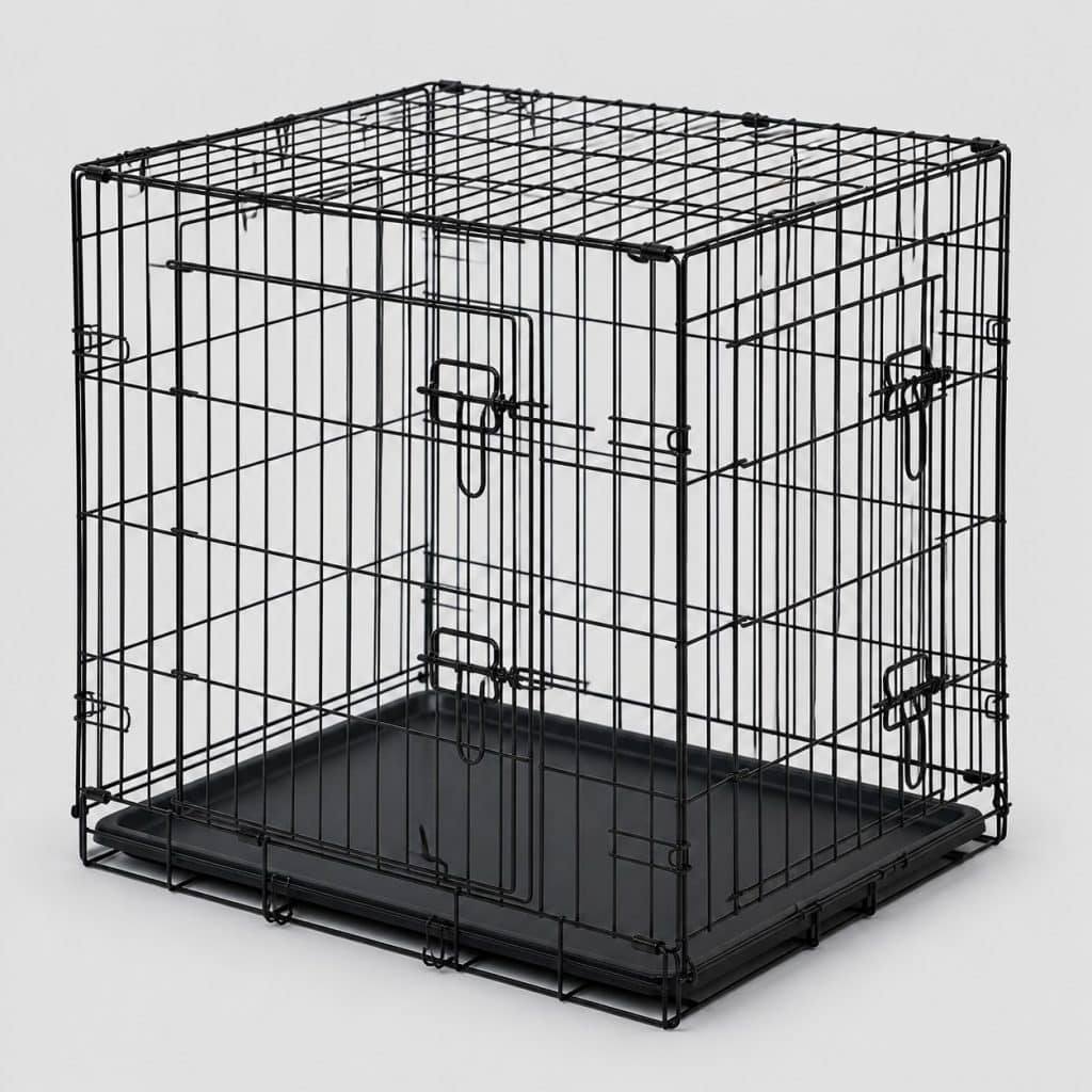 Cage d'intérieur pliante à 2 portes en fil d'acier laqué noir