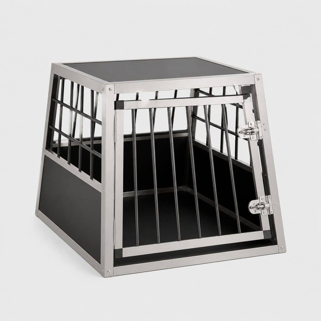 Cage de transport pour coffre à ossature aluminium et barreaux acier
