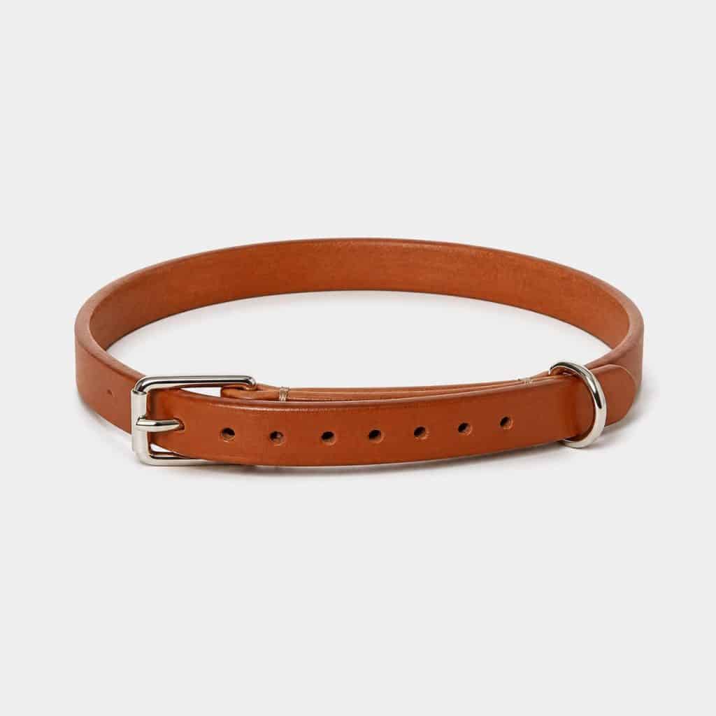 Collier en cuir souple de 15 mm pour petit chien, vue à plat