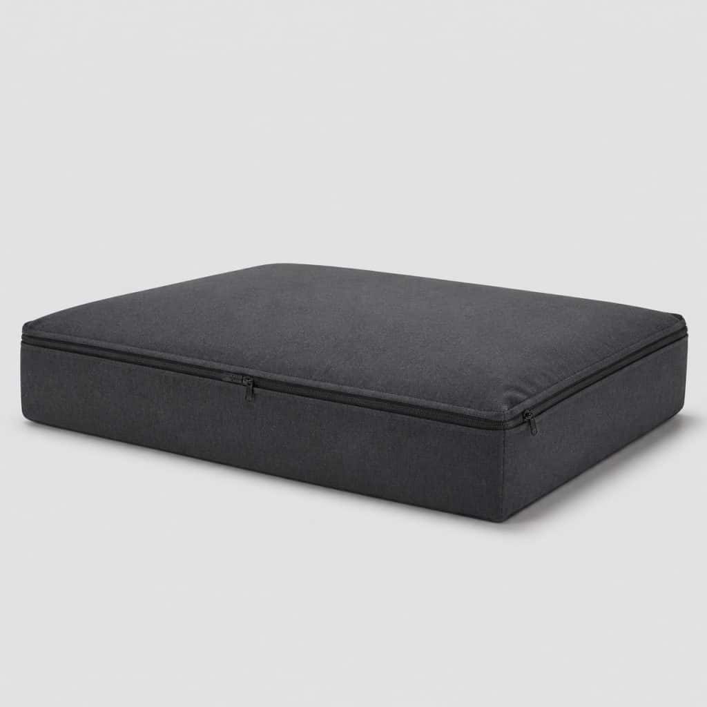 Coussin déhoussable à mémoire de forme pour chien, housse anthracite zippée