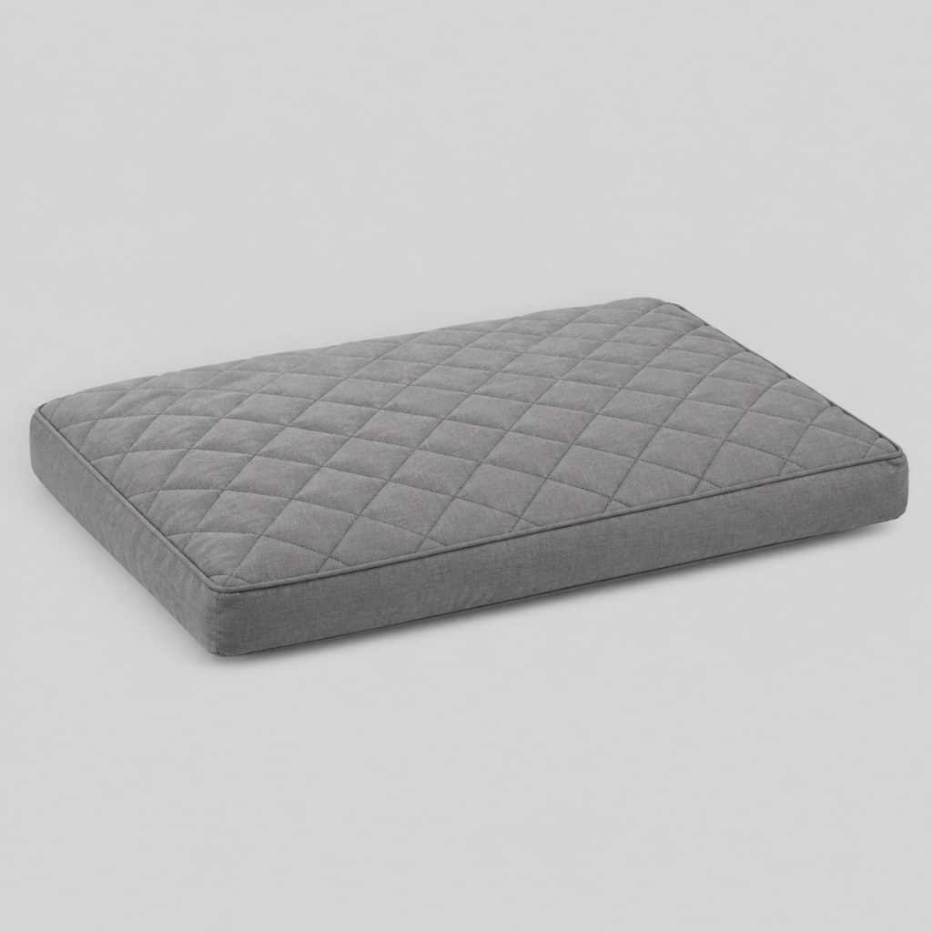 Coussin matelassé pour chien de 90 × 65 cm en tissu gris, piqûre en losanges