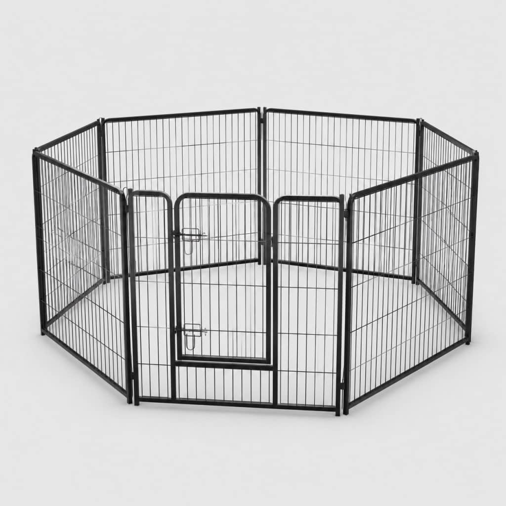 Enclos d'extérieur pour chien à 8 panneaux grillagés, hauteur 1 m