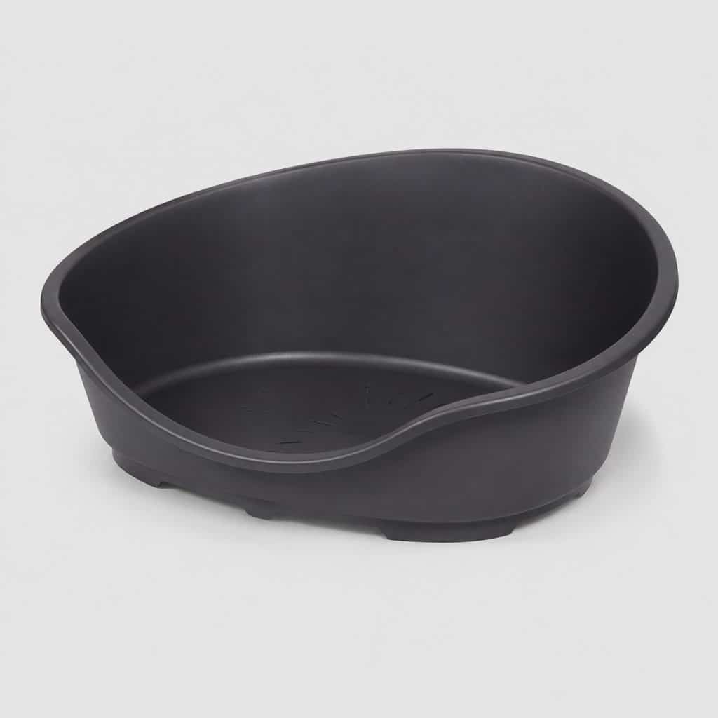 Panier corbeille en plastique anthracite pour chien, 70 cm, vue de trois quarts