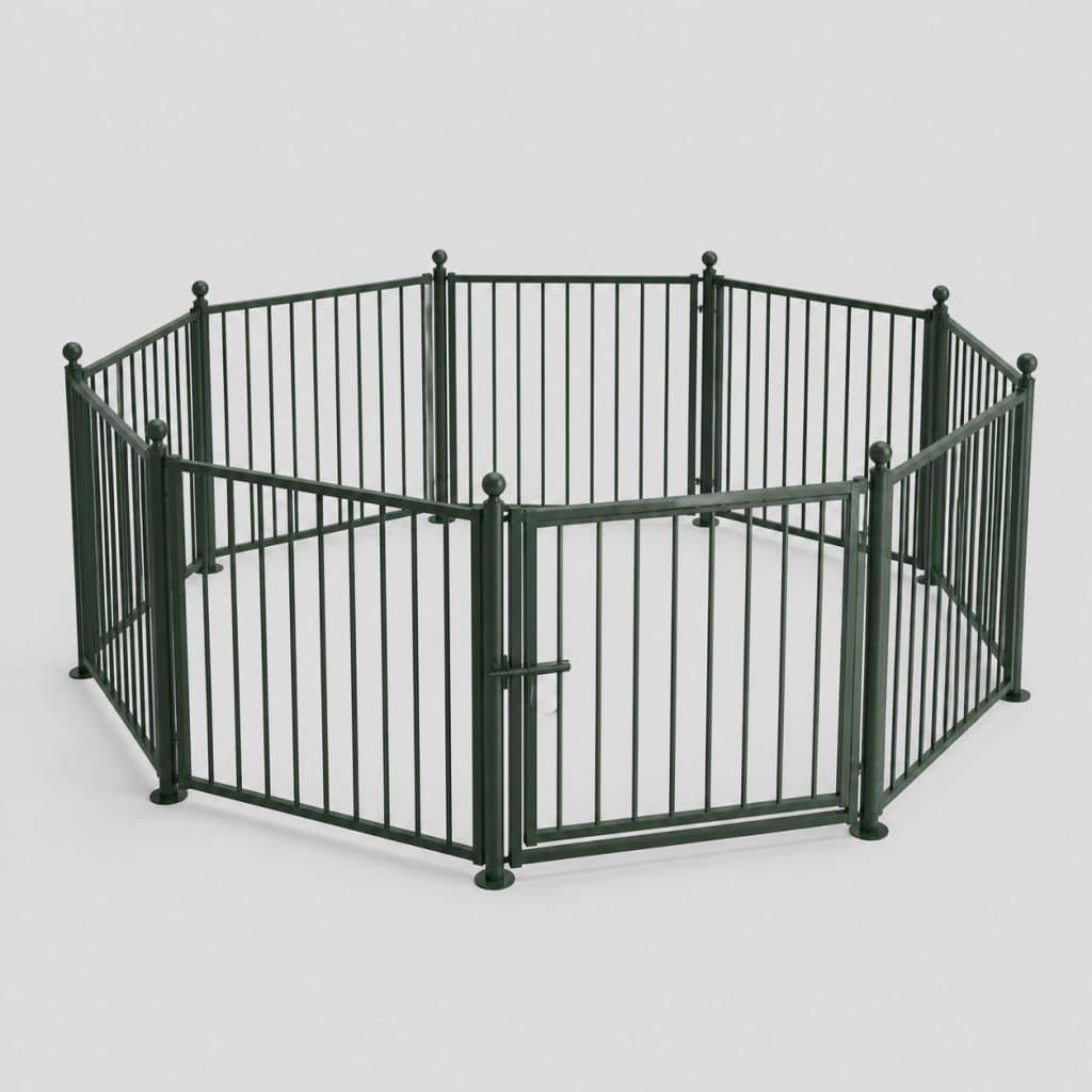 Parc d'extérieur 8 panneaux en acier thermolaqué vert, hauteur 90 cm