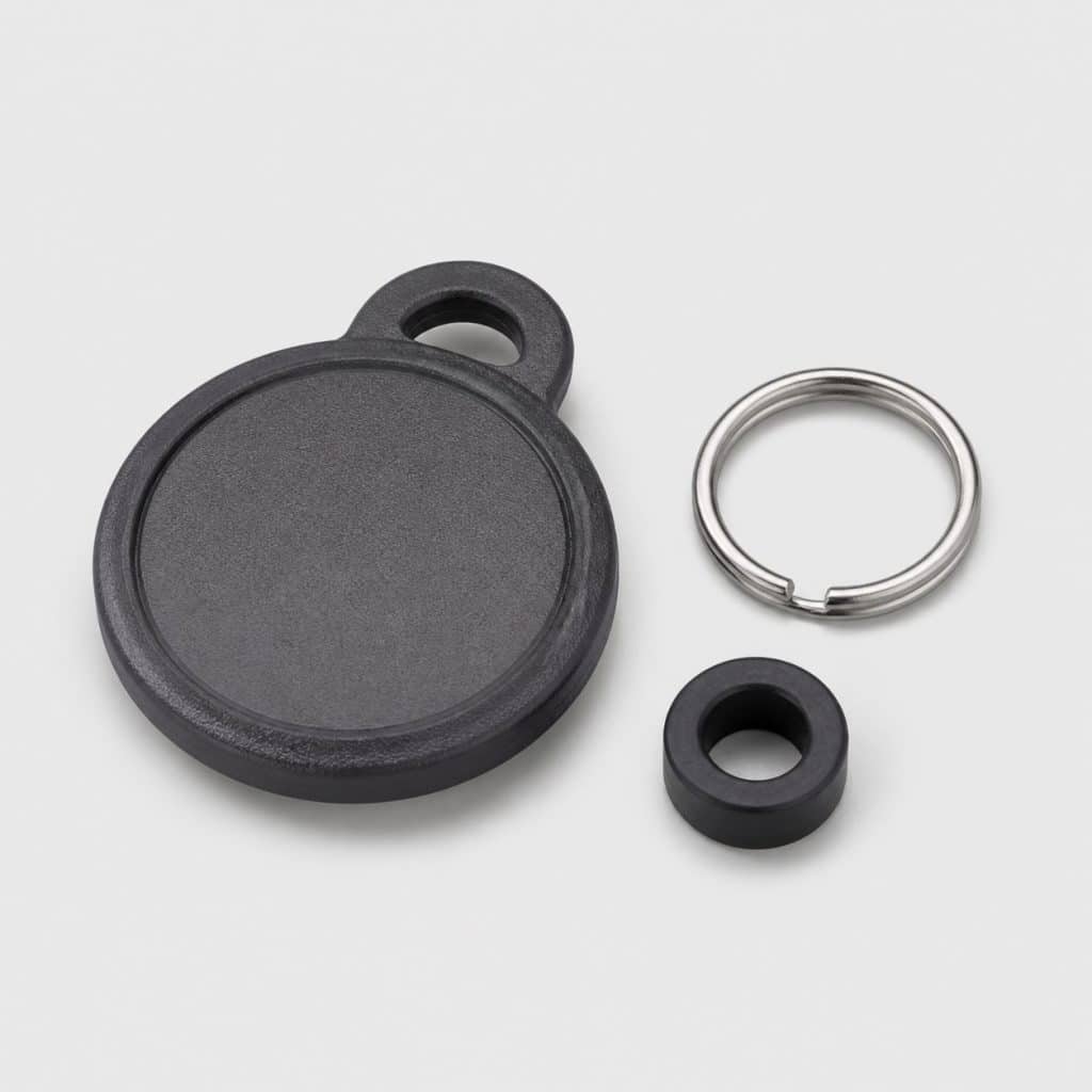Jeton Bluetooth de 32 mm pour chien, avec anneau fendu et manchon silicone